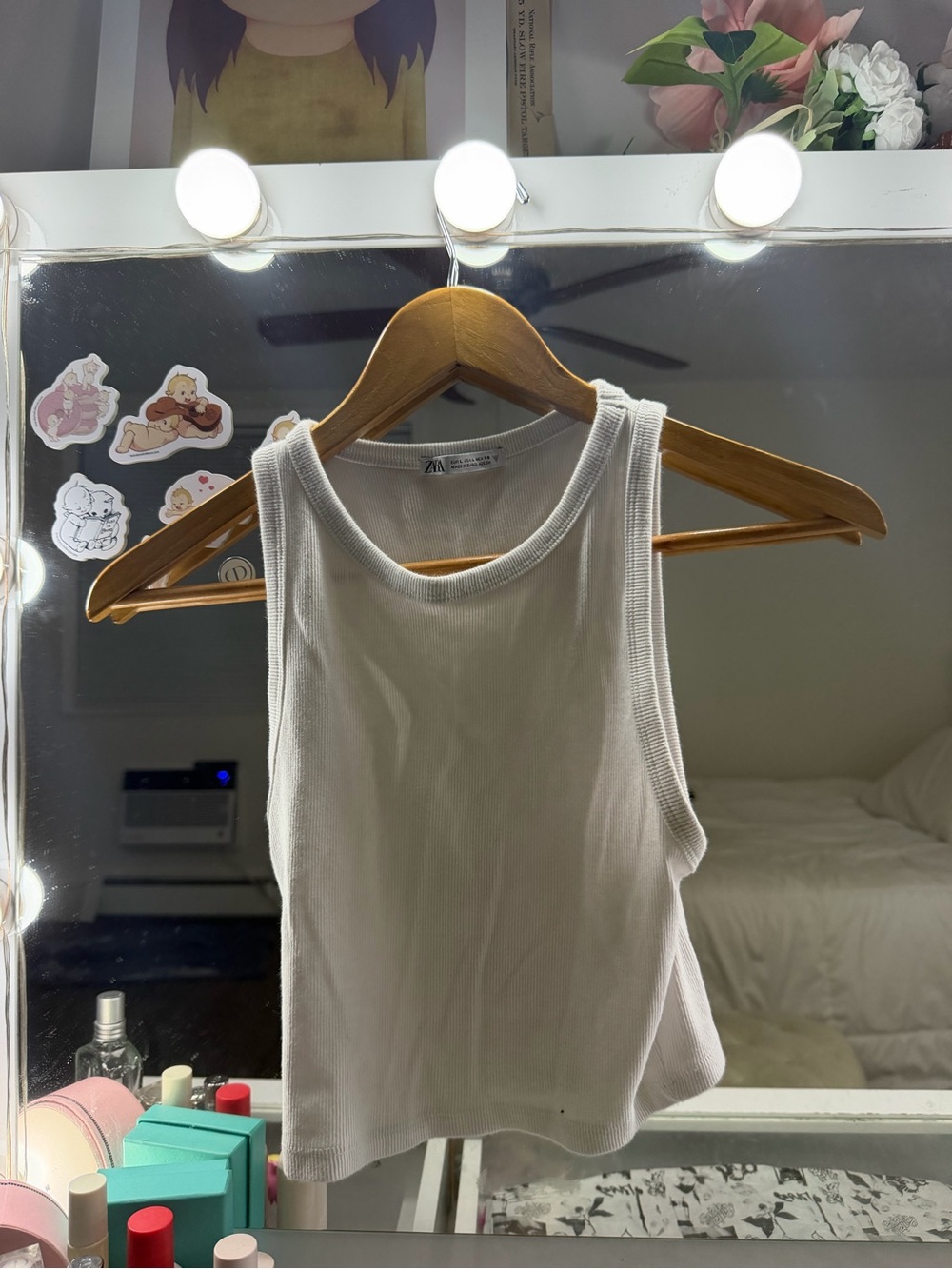 White Ribbed Zara Tank Top